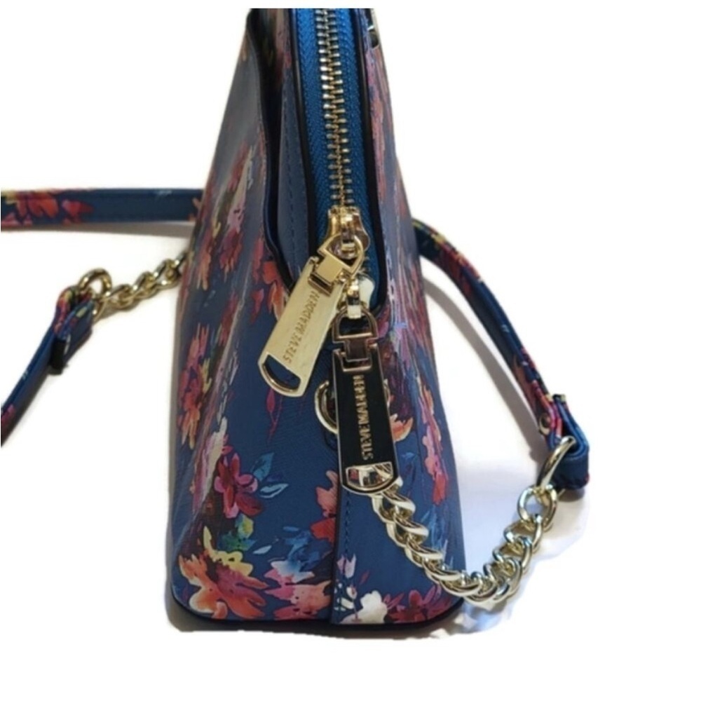 NWT Steve Madden BMaggie Floral Blue Gold Chain Crossbody Bag Purse - Picture 9 of 10